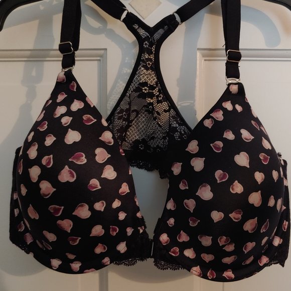 Maidenform Lacy Razorback Pushup Bra Hearts 36B - Picture 1 of 7